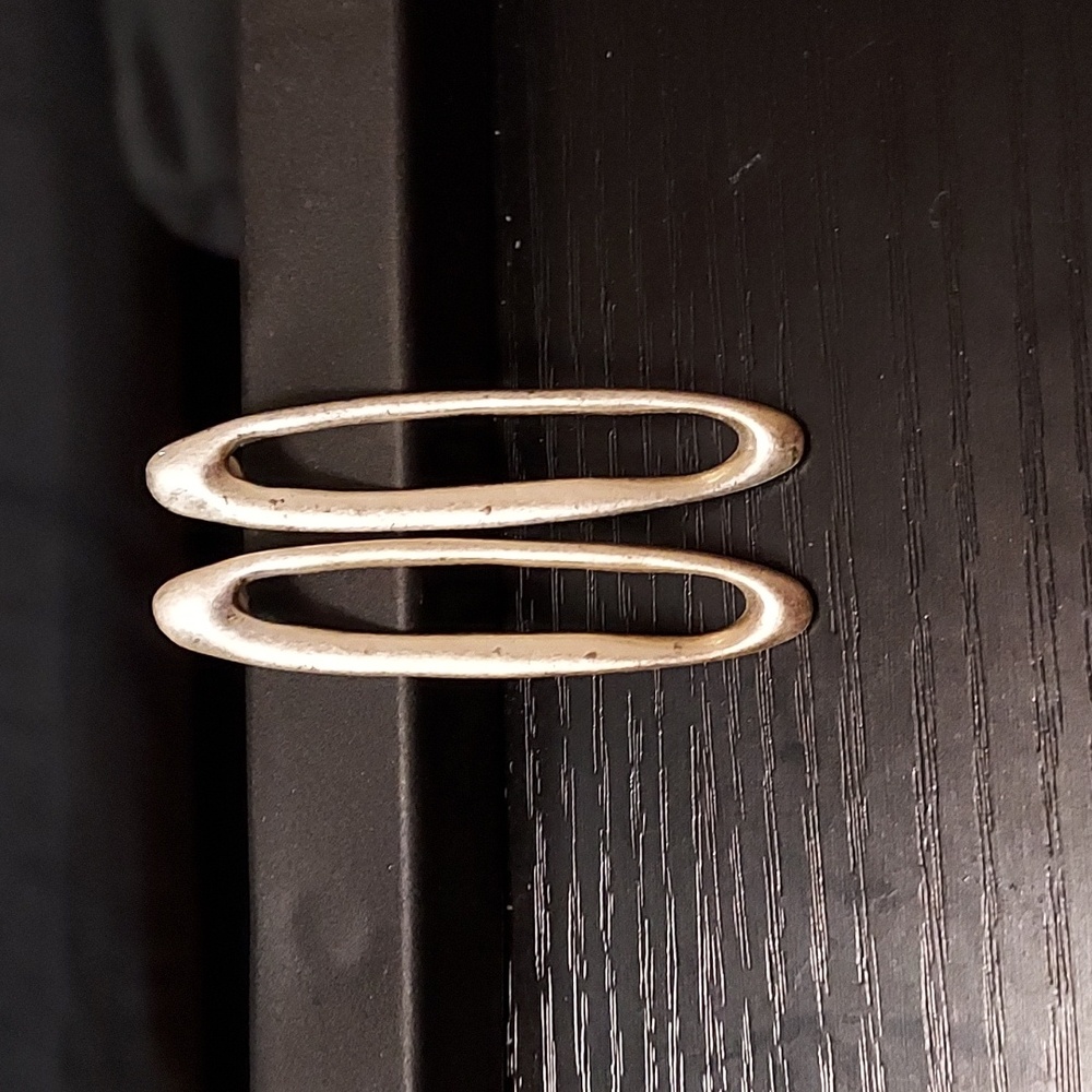 Elongated oval hoop sterling silver earrings